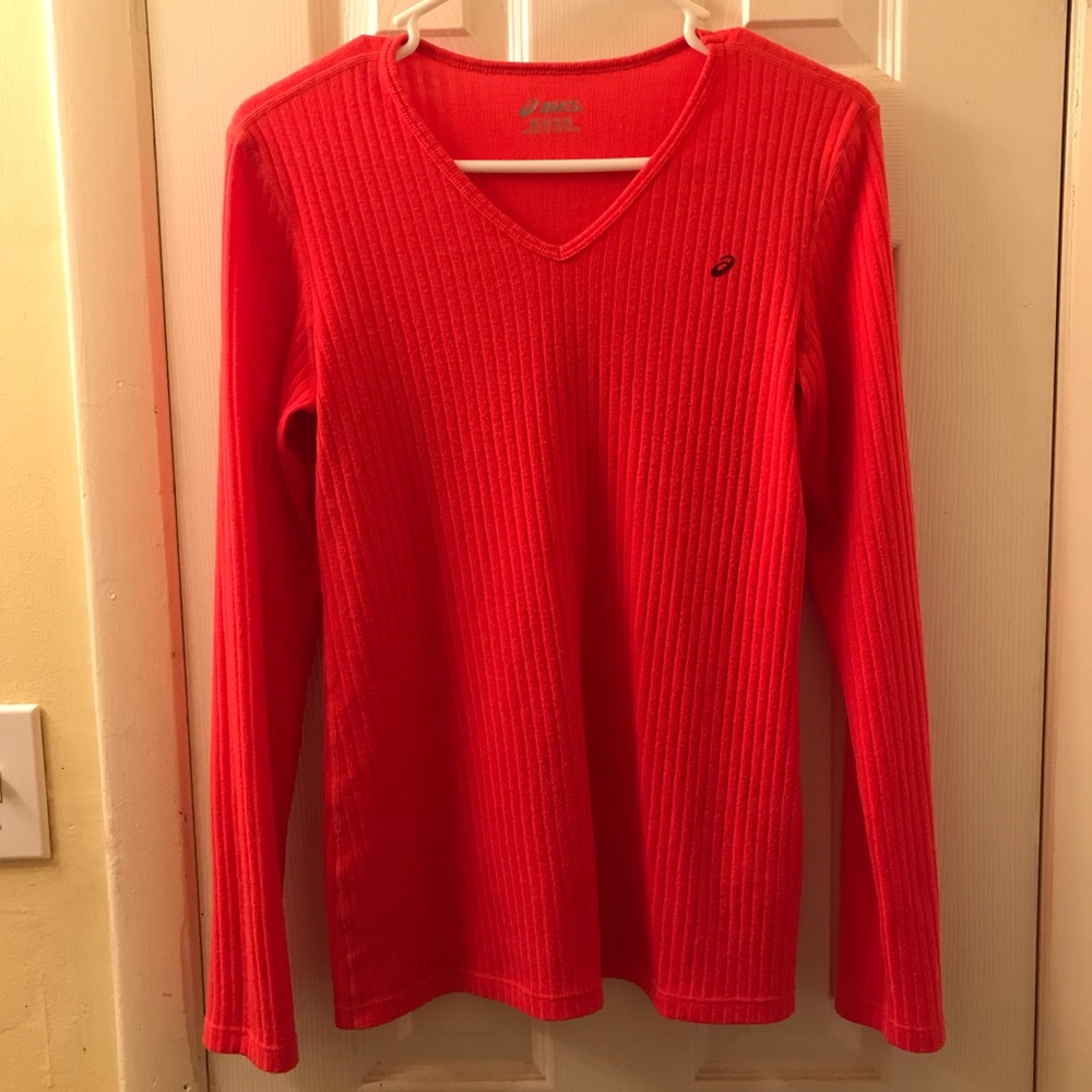 Lightweight coral ASICS sweater